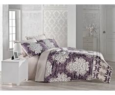 Cotton Box Bettwäsche-Set für Doppelbett, Satin 200 x 220 cm Purple Grey White