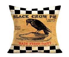 Royalours Überwurf-Kissenbezug, Halloween, Garten, Baumwolle, Leinen, Vintage, Halloween, Kürbis-Kraue und Eule, dekorativer Kissenbezug 45,7 x 45,7 cm 18 x 18 Black Crow