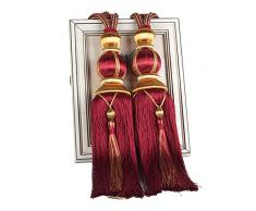 bestmemories gepaart Laterne Hängeleuchte single Ball Fransen Vorhänge Schnalle Sling Bindung Laterne Raffhaltern handgefertigt geflochtenen Schnalle Draperie gardinenhalterungen, Fenster Behandlungen für Home burgunderfarben