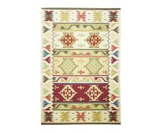 Jute & co Kilim Teppich, Läufer Original Hochwertige handgewebt, Wolle, Mehrfarbig