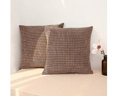CHIVENIDO Überwurf-Kissenbezüge, dekorative Jacquard-Kordstoff, Kissenbezug, Heimdekoration, für Sofa, Couch Bett, Stuhl, 2 Stück 18 * 18 Dunkelbraun