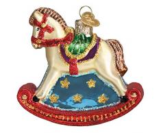 Old World Christbaumschmuck aus Glas, geblasen, mit S-Haken und Geschenkbox, Baby-Kollektion (Schaukelpferd)