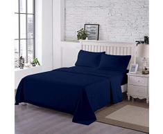 Threads Collection Premium Set 100% ägyptische Baumwolle Luxus 4-Teiliges Bett-Set, Fadenzahl 1000 Queen, Weiß Massiv Passt Matratze bis zu 38,1 cm Tief Tasche von Queen Marineblau