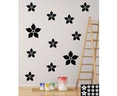 Kleb-drauf - 11 Blumen - Aufkleber zur Dekoration von WÃ¤nden, Glas, Fliesen und Allen Anderen glatten OberflÃ¤chen im Innenbereich; Schwarz - glÃ¤nzend