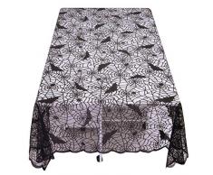 mookaitedeocr Polyester Spitze Tischdecke Topper Tuch für Halloween Party Tischdekoration 83 x 60 Inch schwarz