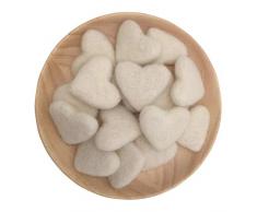 Cartsyou 4 cm 40 mm Herzform Filzperlen Bommel Bommel Handarbeit DIY für Basteln Traumfänger Baby Mobile Pompom Home Decor Kinderzimmer Party Requisiten Beige 40 mm 15 Stück