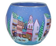Himmlische Düfte Geschenkartikel GmbH Winter Town Windlicht, Glas, bunt, 11x11x9 cm