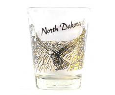 North Dakota Wildnis Hirsch & Wolf W/Gold Rim Shot Glas