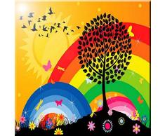 Rikki Knight Silhouette Baum auf Tropische Rainbow Hintergrund Design Art Keramik Fliesen, 4 von 4-Zoll