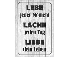 Schatzmix Spruch Lebe-Lache-Liebe graues Metallschild 20x30 Deko Blechschild, Blech, Mehrfarbig, 20x30 cm