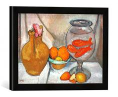 Gerahmtes Bild von Paula Modersohn-Becker Stilleben mit Goldfischglas, Kunstdruck im hochwertigen handgefertigten Bilder-Rahmen, 40x30 cm, Schwarz matt