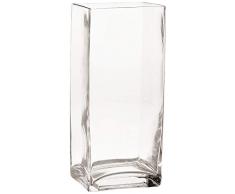 Große rechteckige, quadratische Blumenvase aus Glas, klein, mittelgroß und groß – Home Decor Vase und Tischdekoration Vase 7.9H x 3.1W durchsichtig