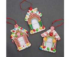 SHATCHI Weihnachts-Hängedekoration, mit Zuckerstange, personalisierbar, Weihnachtsbaum, 3 Stück, Mehrfarbig