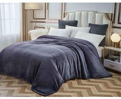Flanell-Fleece-Decke, leicht, warm, flauschig, Thermo, gemütlich, Bettdecke aus Mikrofaser, solider Samt, Plüsch, Überwurf für Couchstuhl, Bett, alle Jahreszeiten, King-Size-Doppel-Überwurf, Größe Modern Throw marineblau