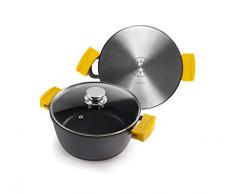 IBILI Kasserolle Evolution mit Deckel 20 cm, Silikon, schwarz/gelb/transparent, 2-Einheiten