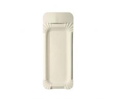Einweggeschirr & Besteck 95383 1000 Teller, Pappe [ff] mit Anfasser, eckig, 8 x 21 cm, weiß