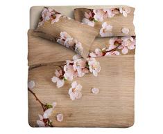 Ipersan Kirschblüten-Bettwäsche, Kunstdruck, organische Baumwolle, Nussbaum, Doppelbett