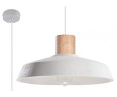 Sollux Lighting AFRA Pendelleuchte, Concrete, Weiß, Natural Holz