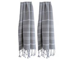 Vorgewaschenes Hand- und Geschirrtuch [2er] Umweltfreundlich, Übergröße 89 x 56 cm, 100% Baumwolle, dekorativ als Geschenk und funktionell für Hände, Haare, Babypflege, Fitnessstudio oder Küche Modern grau