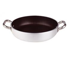 Pentole Agnelli Platinum Pfanne mit Unterseite geschliffen, aus Aluminium, Dicke 5 mm, mit 2 Griffen aus Edelstahl, Silber 20 cm Silber/schwarz