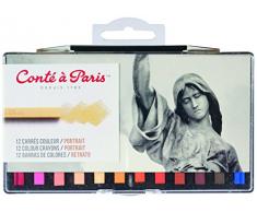 Conté a Paris 50245, 12 farbige Carré Kreiden, Pastellkreiden in Vierkantform für Portait
