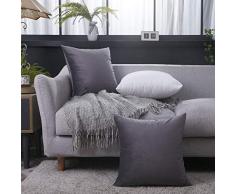 Justurbet Deko-Kissenbezüge aus Samt, für Couch, Bett, Sofa, einfarbig, weich, 45,7 x 45,7 cm, Marineblau, 2 Stück 18x18, Set of 2 Lila Grau