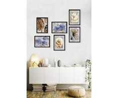 Bonamaison dekorativ 100% Mdf Malerei für Startseite,Gemälde für Wohnzimmer, Kunstdruck für Küche, Gerahmte Bilder für Schlafzimmer 24X29 Cm, 6 Stück - Hergestellt in der Türkei