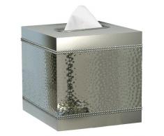 nu steel HS9H Quadratische Papiertaschentuchbox-Abdeckung für Badezimmer, Schminktischen, Schlafzimmer-Kommode, Nachttische, Schreibtisch und Tische gehämmert, glänzende Edelstahl-Finish, Medium,