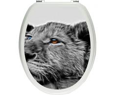 Pixxprint junger Löwe schläft schwarz/weiß als Toilettendeckel Aufkleber, WC, Klodeckel - Maße: 32x40 cm, Gläzendes Material Toilettendeckelaufkleber, Vinyl, bunt, 40 x 32 x 0.02 cm