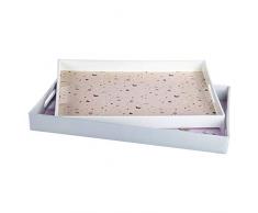 Truu Design Soft Focus Terrazzo Serviertabletts, Set 2, 45,7 x 30,5 cm, weiß