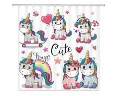 AMNYSF Winter Ski Einhorn Anker Blumen Ocean Beach Decor Duschvorhang, 177,8 x 177,8 cm, Polyester Stoff Badezimmer Vorhänge mit Haken 70x70 Inch Multi 011