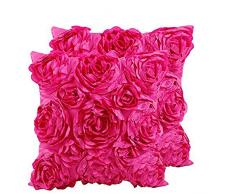 SeptCity Dekorativer Überwurf-Kissenbezug für Couch Kissen Fall, Romantische Liebe Satin Rose Hochzeit Party Home Decor, Home Geschenk (Set von 2) Art Deco Hot Pink
