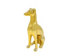 Nayothecorgi Keramikfigur Hund sitzend Windhund Gold-metallic