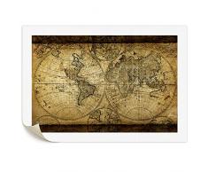 donglin Art Vintage Große Weltkarte Painting Retro Karte der Welt Leinwand Wand Decor Home Decor gespannt und gerahmt für Wohnzimmer fertig zum Aufhängen, rahmenlos, 36*24inch