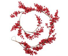 Woooow Weihnachtsgirlande mit roten Beeren, 167,2 cm, dekorative künstliche Weinrot-Beeren, Weihnachtsgirlande für Weihnachten, Urlaub, Dekoration, unbeleuchtet