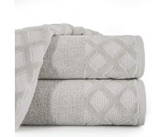 Eurofirany Handtuch Baumwolle Weich 70x140 cm Karo Kariert Karomuster Bordüre Set 3-er Pack Oeko-Tex, Grau, 70x140cm, 3