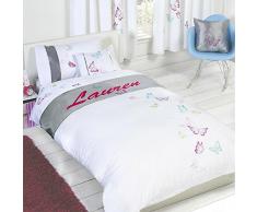 Tobias Baker Bettwäsche-Set, mit Schmetterlingsmotiv, für Doppelbett, Weiß/Silbergrau