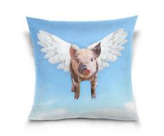 Hokkien Blue Viper Cute Pig Flying Decorative Square Throw Pillow Cover for Sofa Schlafzimmer Auto Double Side Design 40,6 x 40,6 cm Art Deco 18 x 18 Cute Pig Flying
