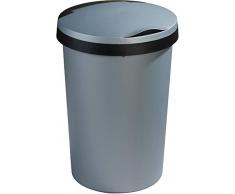Sunware Twinga Abfalleimer mit flachem Deckel, Schwarz, Metallic