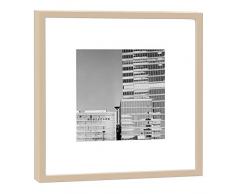 COGNOSCO RH-27-B100 Fotografie im Holzrahmen: KölnTurm Fotodruck-Format 27 x 27 cm-Rahmenfarbe beige-Hochwertiges Wandbild, Geschenkidee oder Souvenir aus Köln, Holz, Schwarz-Weiß, Rahmen