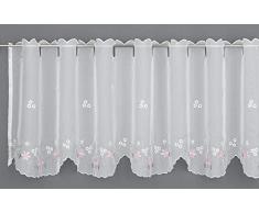 GARDINIA Bistrogardine mit Ösen, Transparente Schiebegardine, Blumen, Weiß, 140 x 45 cm