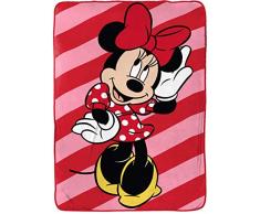 Jay Franco Disney Minnie Maus Gestreift und Gepunktete Raschel-Decke, 152,4 x 203,2 cm, Kinderbettwäsche, farbecht, super weich