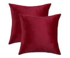 uxcell Samt-Kissenbezug, dekorativer Überwurf-Kissenbezug, quadratisch, für Sofa, Couch Bett, Stuhl, 45,7 x 45,7 cm 2pcs rot