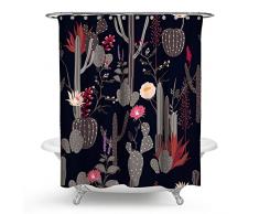qcwn Kaktus Blumen, Vorhänge Dusche, Tropical Kaktus Blumen Blossom Bad Vorhang Langlebig und wasserdicht Stoff Badezimmer Vorhang mit Haken. 59L*70W 21