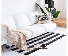 FEIAA Buffalo Plaid Teppich schwarz weiß Teppich Indoor Outdoor Teppich waschbar Modern Check Bereich für Küche Wohnzimmer Schlafzimmer Bauernhof Eingang Bauernhaus 23.6 x 51.2