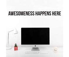 Awesomeness Happens hier – Inspirierende Leben Zitate Art Wand Vinyl Aufkleber – 12,7 x 152,4 cm Dekoration Vinyl Aufkleber – Motivational Art Wand Aufkleber – Schlafzimmer Wohnzimmer Decor – Trendy Art Wand