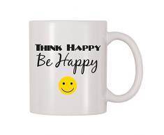 4 alle mal Think Happy Be Happy Kaffee Tasse 11 Oz weiß