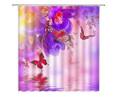 jingjiji Blumen-Duschvorhang für den Garten, Kaktus, japanischer Stil, Halloween, Tierfantasie, Cartoon, Badezimmer-Dekoration, Polyester, wasserdicht, mit Haken, 177,8 x 177,8 cm Multi G4715