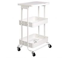 AmazonBasics – Küchenwagen, Servierwagen, Metall, 2 Ebenen, mit Ablage, Weiß