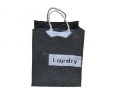 Franz Müller Flechtwaren 80551F13 Wäschetasche, 42 x 32 x 50 cm, Filz-Optik grau